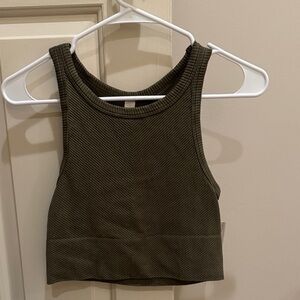 Khaki Ribbed Crop Top